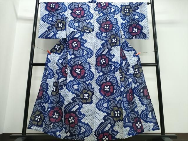 平和屋着物∴夏物　浴衣　有松鳴海絞り　流水花文　綿　逸品　CABJ0152ng