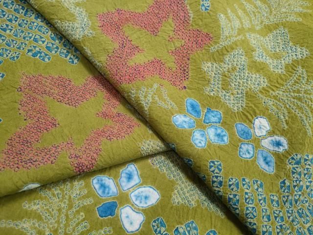 平和屋着物∴夏物　浴衣　有松鳴海絞り　草花文　綿　逸品　CABJ0155ng