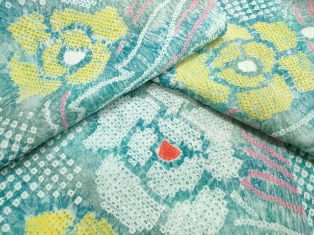 平和屋着物∴夏物　浴衣　有松鳴海絞り　舞葉牡丹文　綿　逸品　CABJ0160ng 33,800円