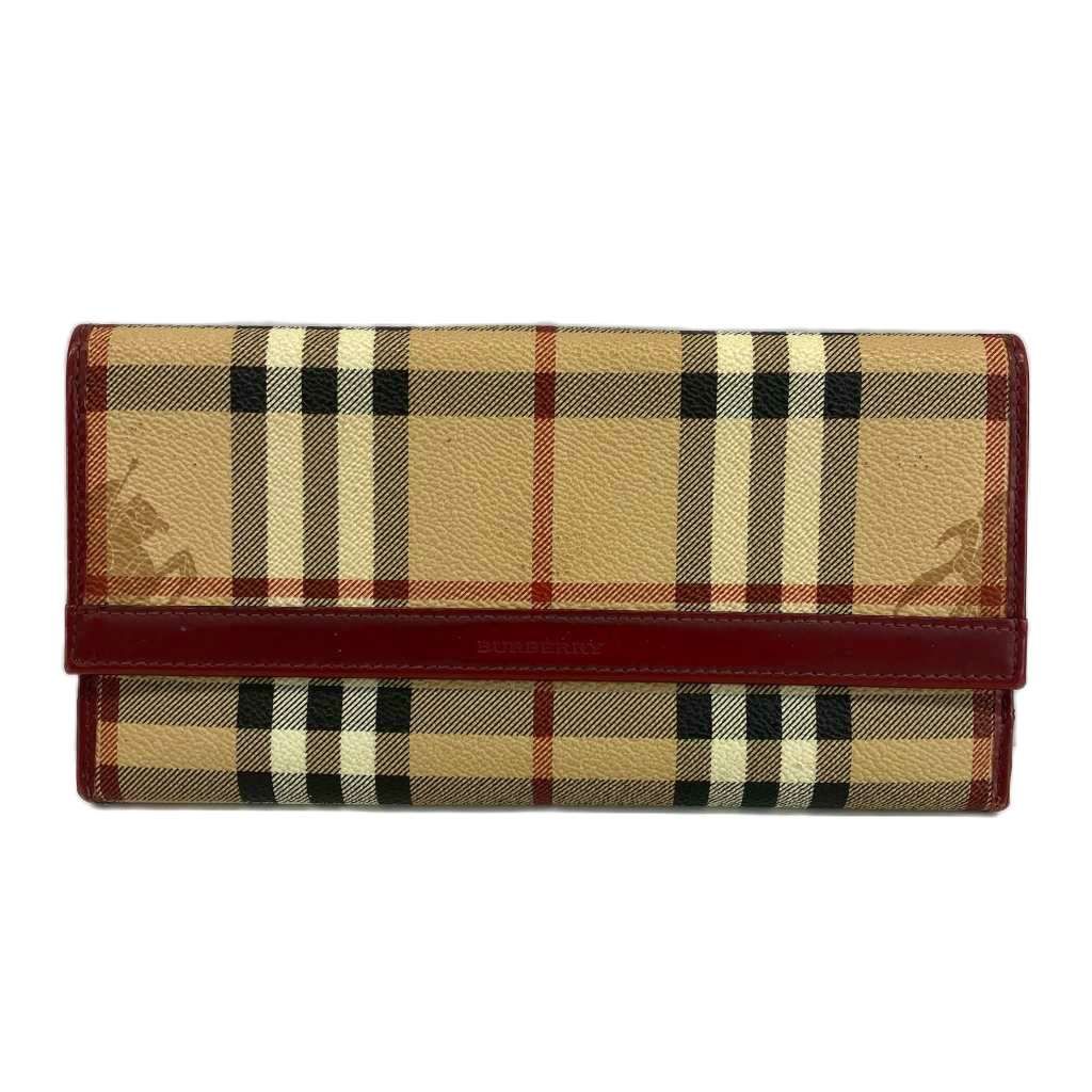 バーバリー BURBERRY 長財布 二つ折り PVC レザー Wホック ノバ