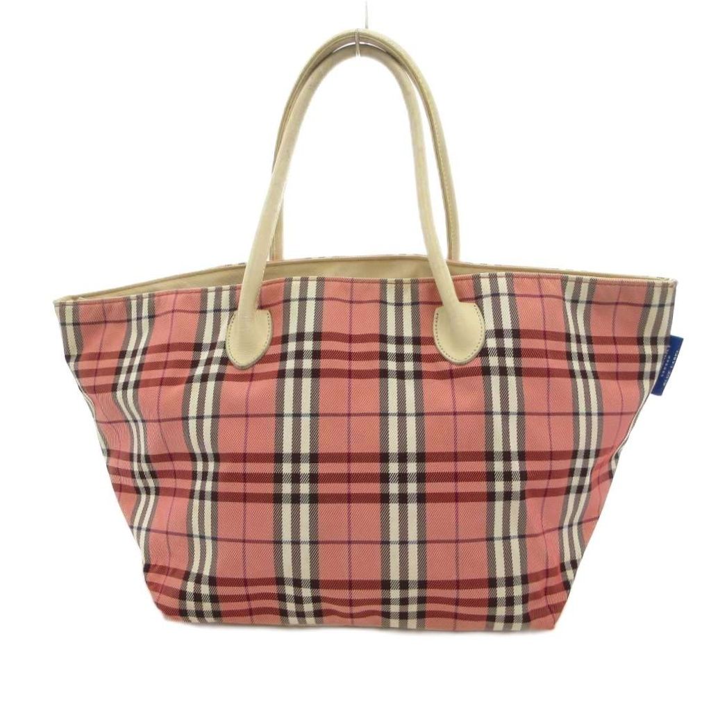 バーバリーブルーレーベル BURBERRY BLUE LABEL ナイロントートバッグ チェック柄 ピンク ベージュ ZA402-800-45 /TQ ■GY18