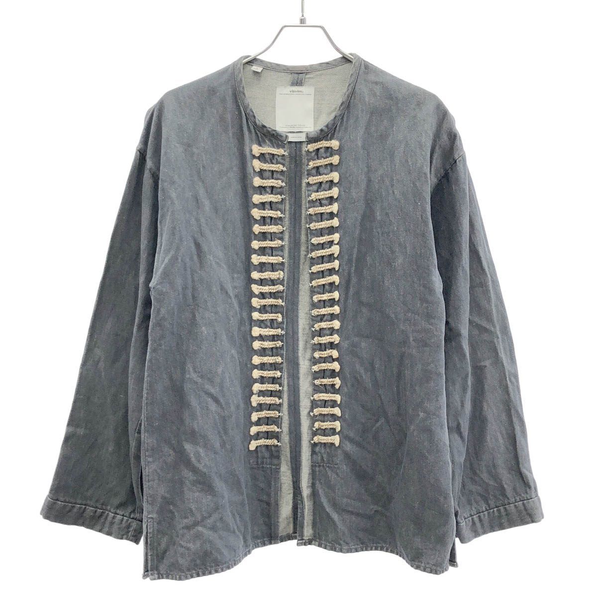 visvim ビズビム 14AW SS CHIYOU JKT ノーカラーデニムシャツジャケット 0114205006008 インディゴブルー 2