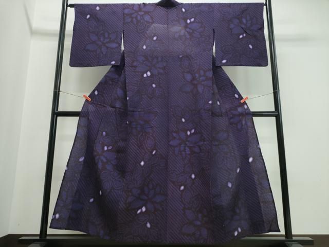 平和屋着物∴夏物　浴衣　有松鳴海絞り　枝花文　綿　逸品　CABJ0192ng