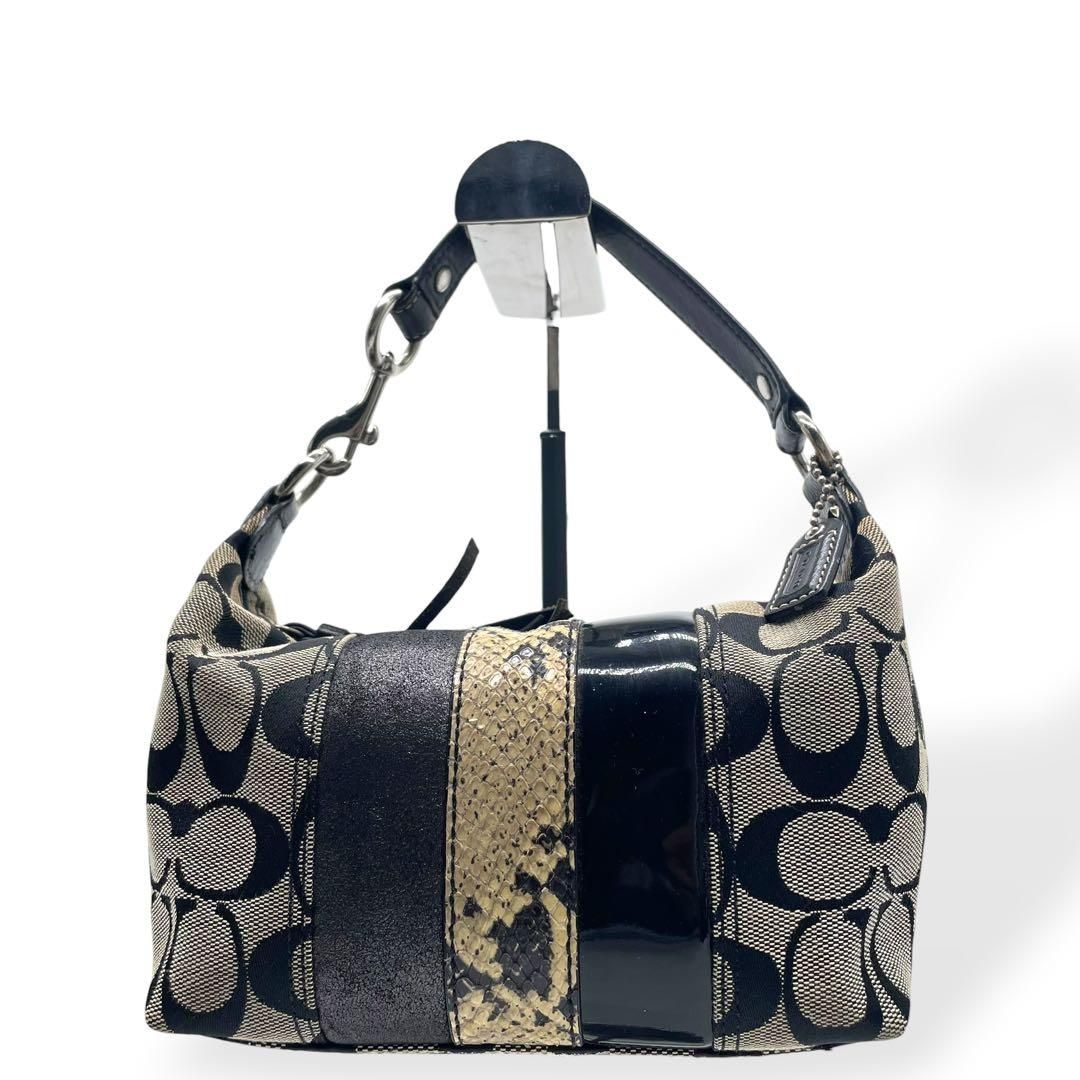 美品　COACH コーチ　ミニハンドバッグ　アクセサリーポーチ　パイソン