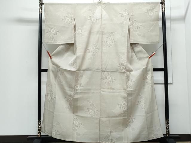 平和屋着物＊夏物　本場大島紬　夏大島　白大島　150亀甲　草花文　正絹　逸品　CABJ0952th