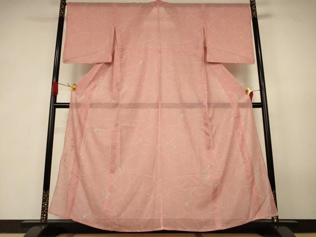 平和屋着物＊夏物　小紋　絽　抽象文　洗える着物　AABK2675jd