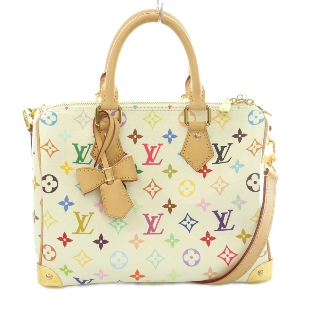 ルイヴィトン LOUIS VUITTON TM MURAKAMI 村上隆 SPEEDY BANDOULIERE スピーディ バンドリエール 25 モノグラム 2WAY ハンドバッグ ショルダー ロゴ 白 ホワイト マルチカラー M13085 /BB