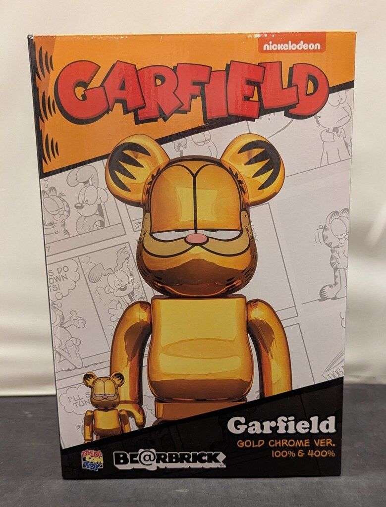 MEDICOMTOY BE@RBRICK GARFIELD GOLD CHROME VER. 100+400%