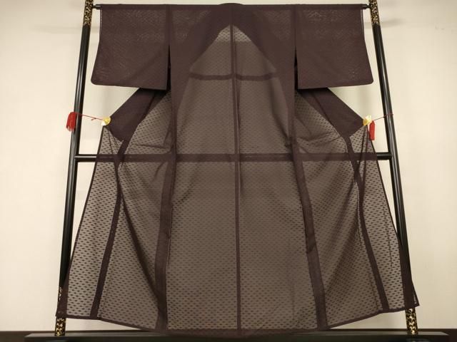 平和屋着物＊夏物　色無地　霞紋紗　黒鳶色　正絹　逸品　AABK2680jd