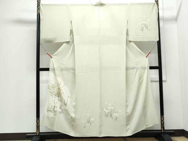 平和屋着物＊夏物　訪問着　絽縮緬　雪輪花文　銀彩　正絹　逸品　CABJ0971th