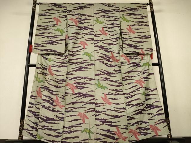 平和屋着物＊夏物　小紋　絹紅梅　浴衣兼用　勝虫　絹綿　逸品　AABK2687jd