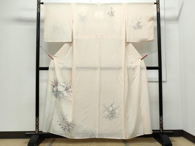 平和屋着物＊夏物　訪問着　絽　手描き　草花文　暈し染め　正絹　逸品　CABJ0978th