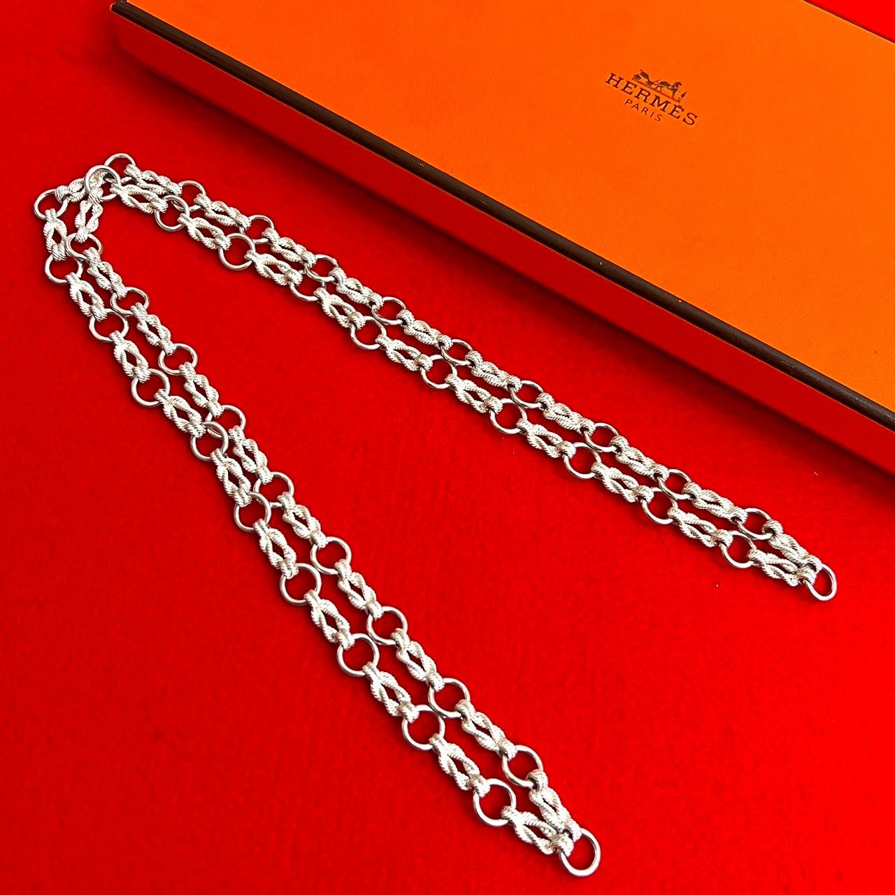 極 美品 ケース付き HERMES エルメス ヴィンテージ オーディエンヌ シルバー925 ネックレス チョーカー アクセサリー シルバー 41229