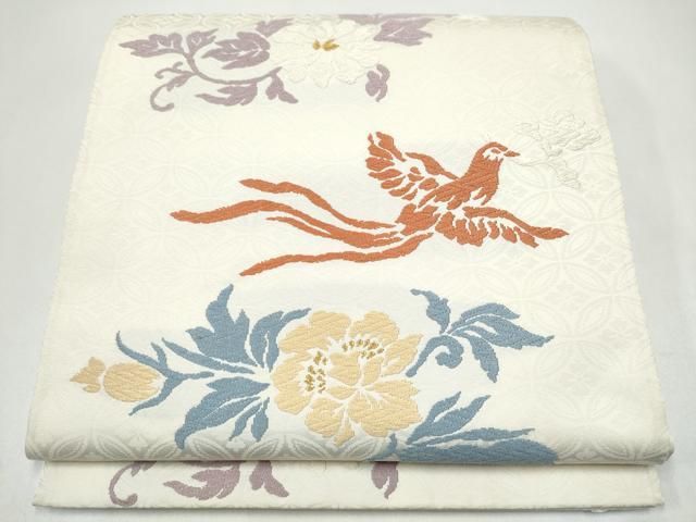 平和屋着物●六通柄袋帯　唐織　花喰鳥　金糸　正絹　逸品　CABJ4907hy