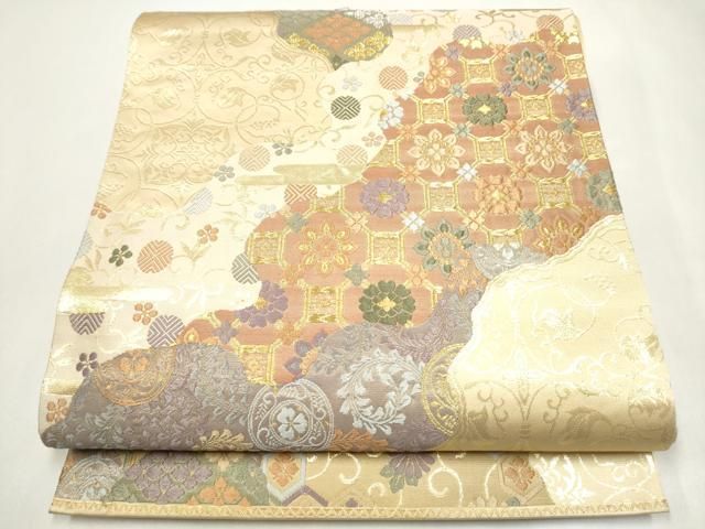 平和屋着物●六通柄袋帯　唐織　佐々木金助の世界　道長蜀江花文　金糸　正絹　逸品　CABJ4926hy