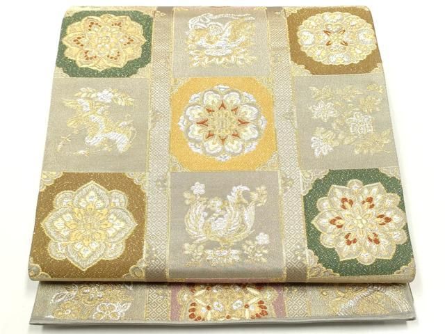 平和屋着物●六通柄袋帯 市松天平紋 金銀糸 正絹 逸品 CABJ4928hy