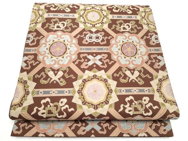 平和屋着物●六通柄袋帯　天井花文　正絹　逸品　CABJ4932hy