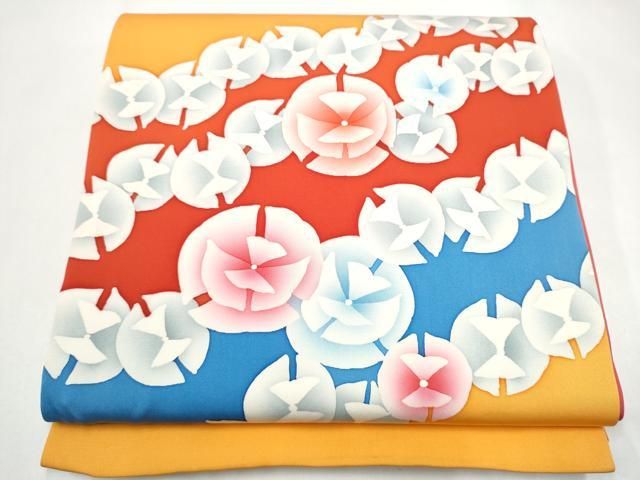 平和屋着物●全通柄袋帯　ろうけつ染　舞花文　正絹　逸品　CABJ4935hy