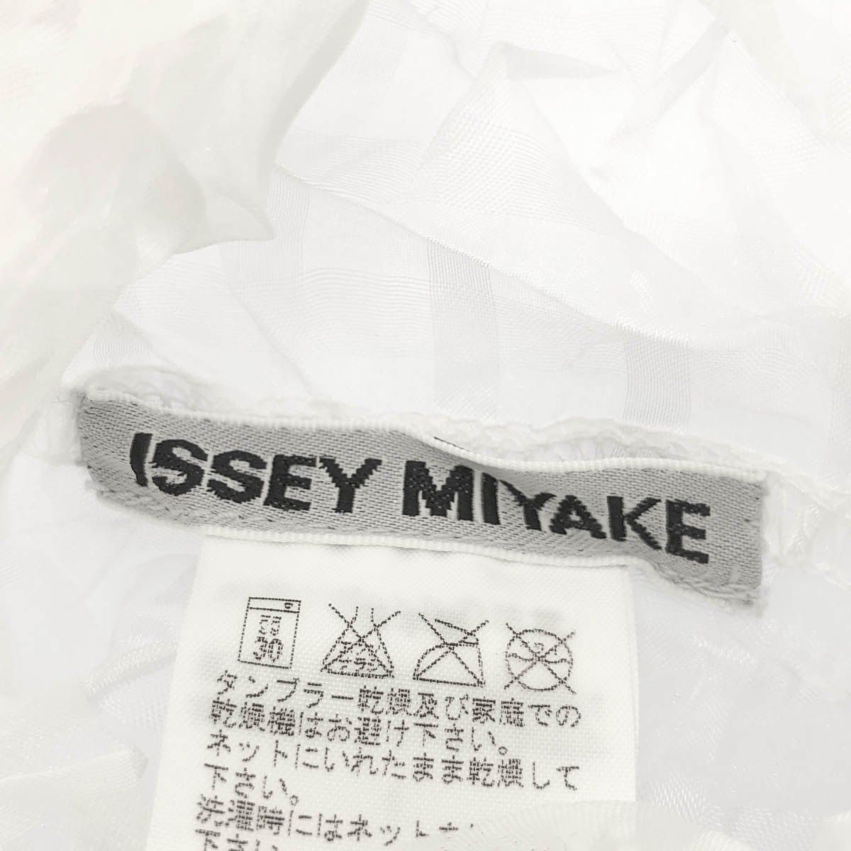 美品　イッセイミヤケ ライン染め　シワプリーツジャケット　サイズ2 オフホワイト ISSEY MIYAKE イッセイミヤケ シワプリーツシアーTシャツ IM04FJ983