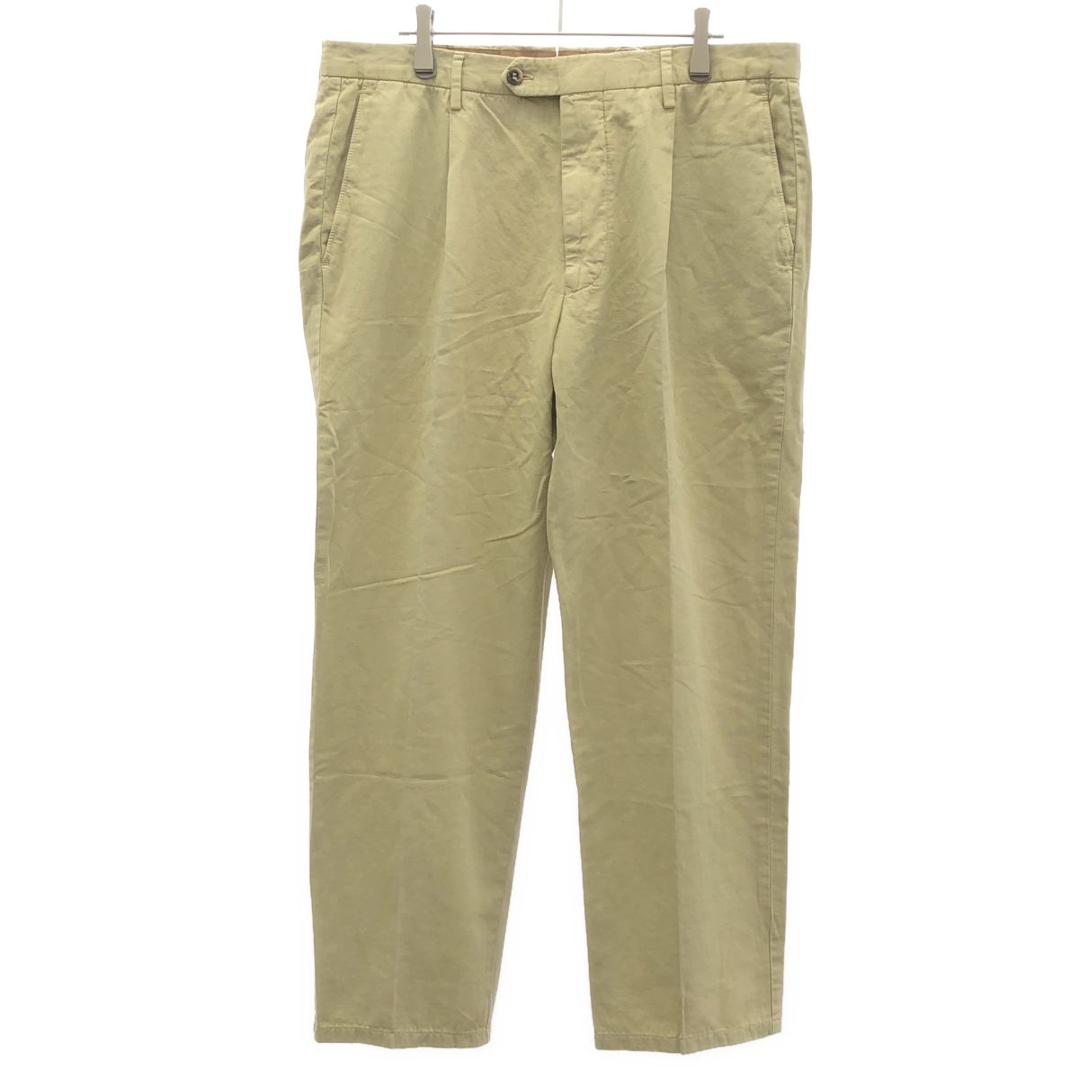 GERMANO ジェルマーノ BEAMS F別注 コットンリネン 1プリーツ ワイド スラックスパンツ 21-23-1220-081 ベージュ 50