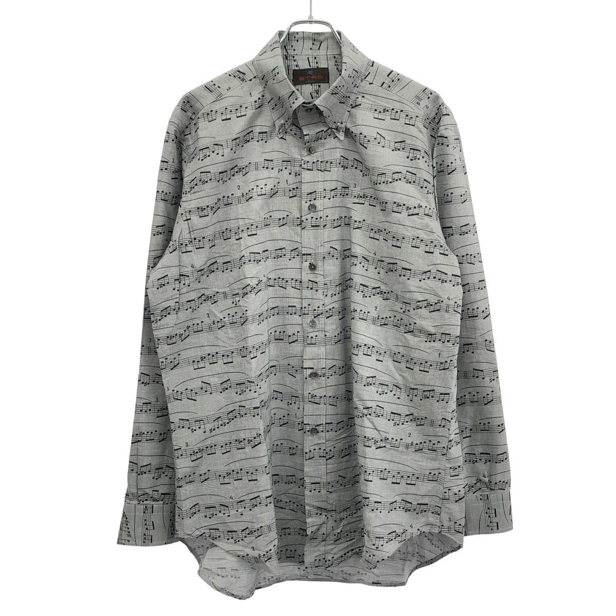 ETRO エトロ 音符プリントシャツ グレー 44