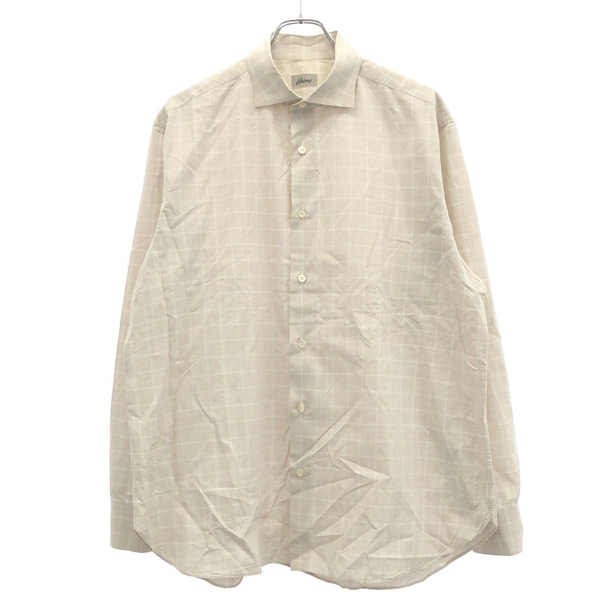 Brioni ブリオーニ チェック柄長袖シャツ ベージュ系 5
