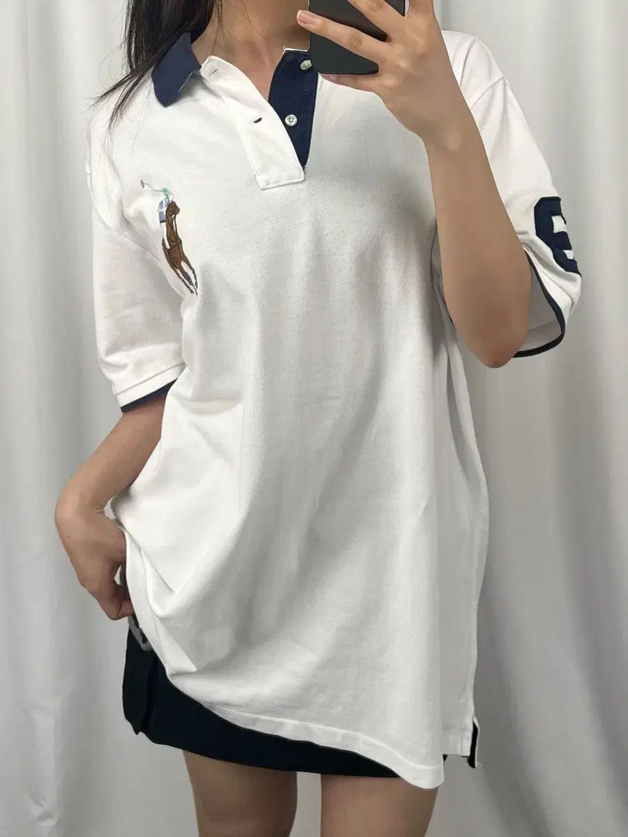 ポロ BIGポニー 白 半袖 カラーTシャツ