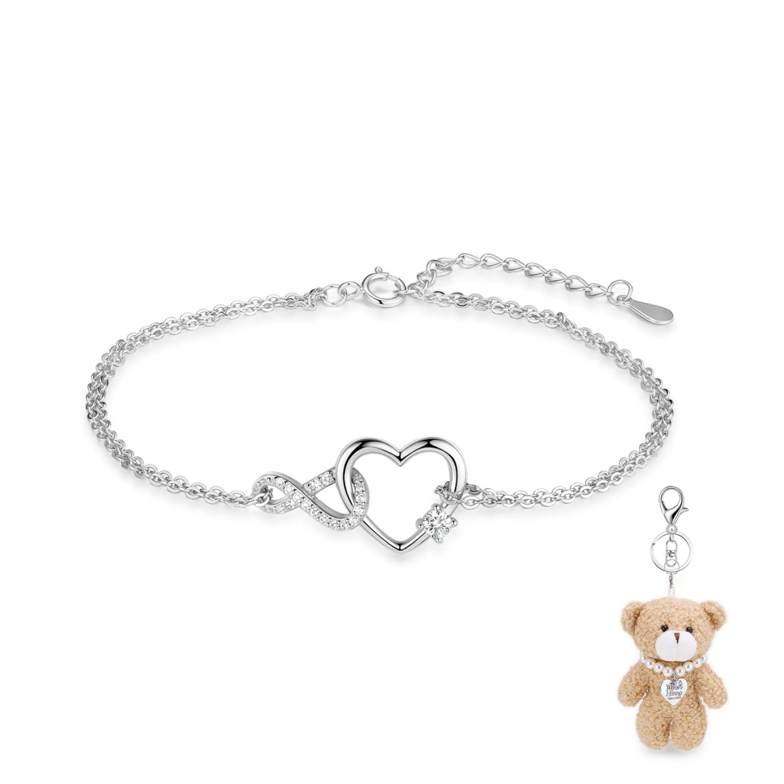 推し活ジュエリー ジルコニア ブレスレット シルバー 花 リボン 金属アレルギー対応 シルバー925 レディース