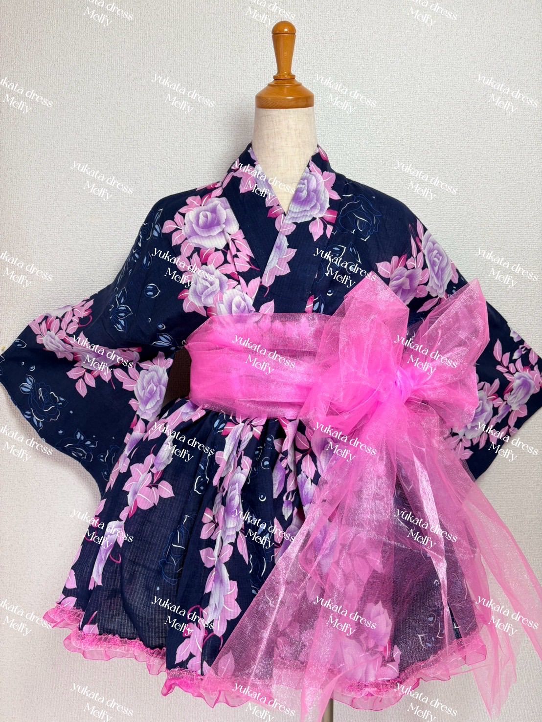 帯付き?ピンク姫ギャル大人ミニ浴衣ドレス