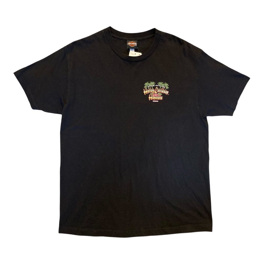 Harley-Davidson Honolulu Hawaii Dealer T-Shirt 2014 Black L / ハーレーダビッドソン 2014コピーライト ハワイプリントTシャツ サイズL　【F553】