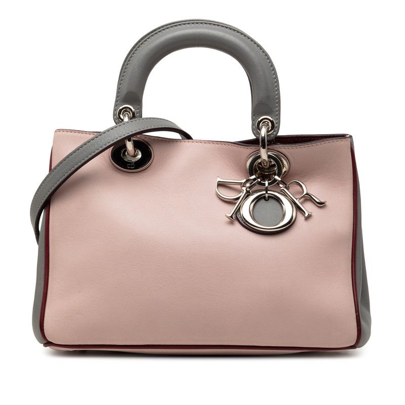 ディオール ディオリッシモ ハンドバッグ ショルダーバッグ 2WAY ピンク グレー レッド レザー レディース Dior【1-0273815】