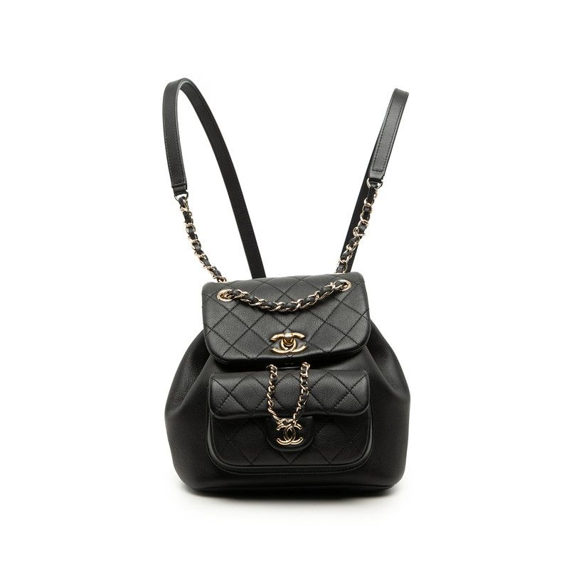 シャネル マトラッセ ココマーク スモール リュック バックパック ブラック ゴールド金具 カーフスキン レディース CHANEL【1-0274983】