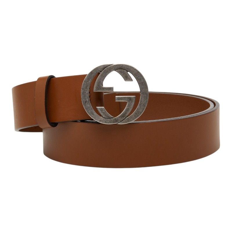 グッチ インターロッキングG ベルト サイズ:105/42 546389 ブラウン レザー メンズ GUCCI【214-75141】