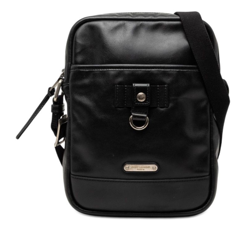 サンローラン ロゴ ショルダーバッグ クロスボディバッグ 斜めかけ ブラック レザー メンズ SAINT LAURENT【1-0276317】