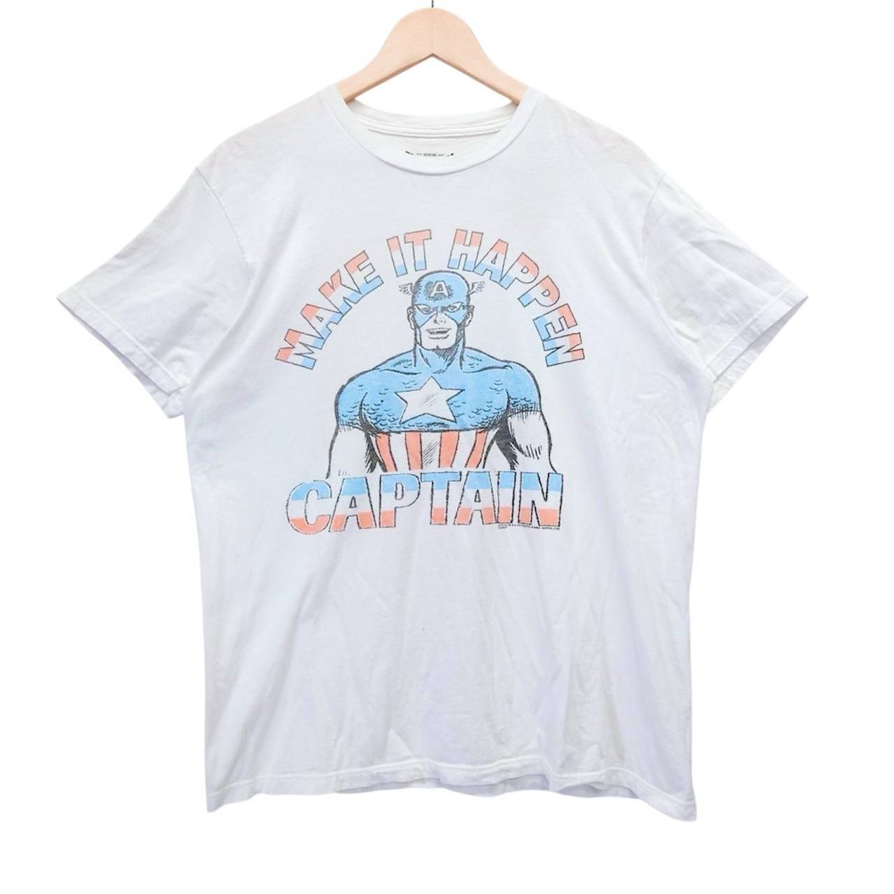 MARVEL キャプテンアメリカ Tシャツ L ホワイト アメコミ ヒーロー 