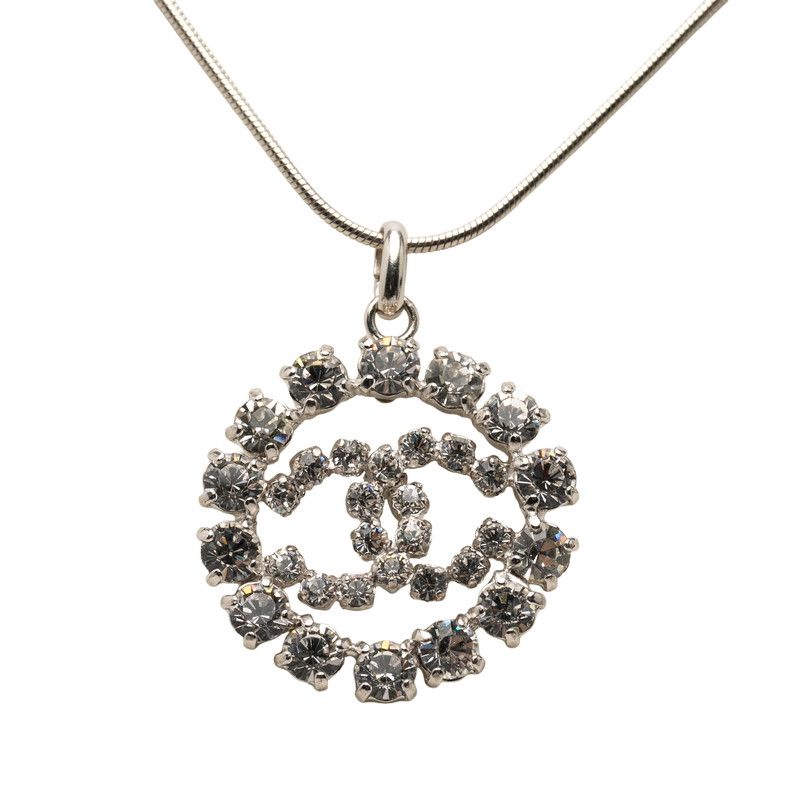 シャネル ココマーク ネックレス シルバー メタル ラインストーン レディース CHANEL【1-0276334】