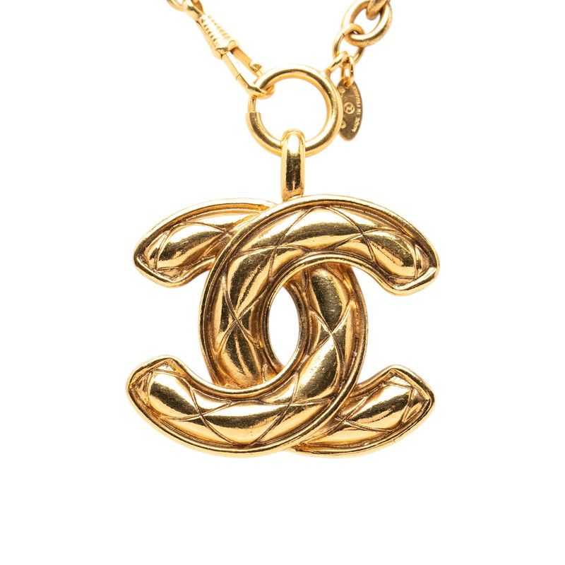シャネル マトラッセ ココマーク ローグ チェーン ネックレス ゴールド メッキ レディース CHANEL【1-0276336】