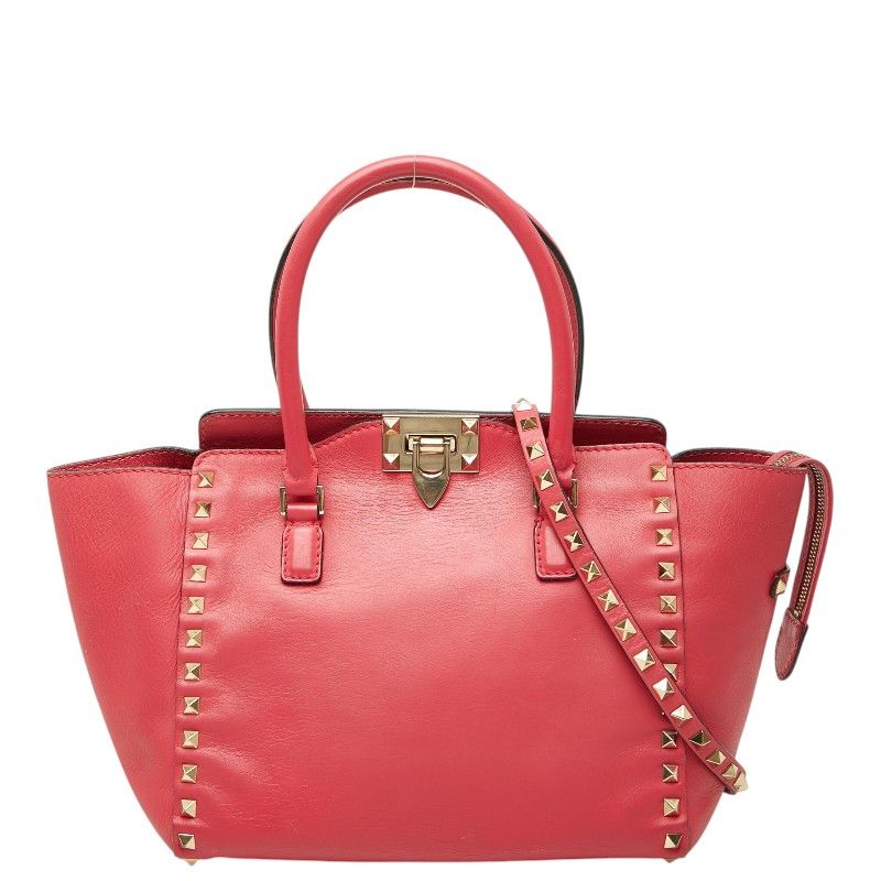 ヴァレンチノ ロックスタッズ ハンドバッグ ショルダーバッグ 2WAY ピンク レザー レディース Valentino【1-0277459】