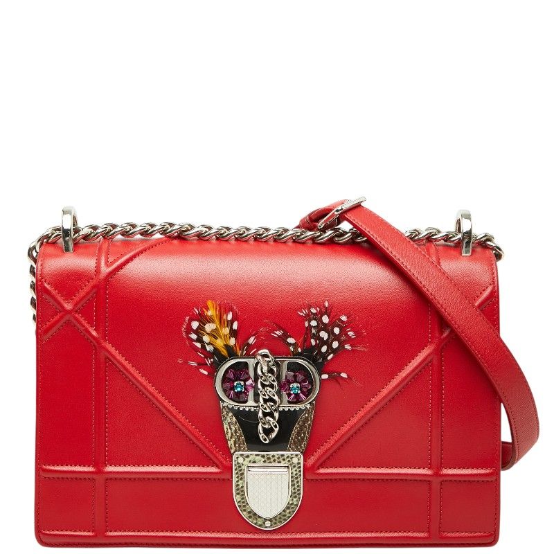 ディオール ディオラマ チェーン ショルダーバッグ レッド レザー レディース Dior【1-0277464】
