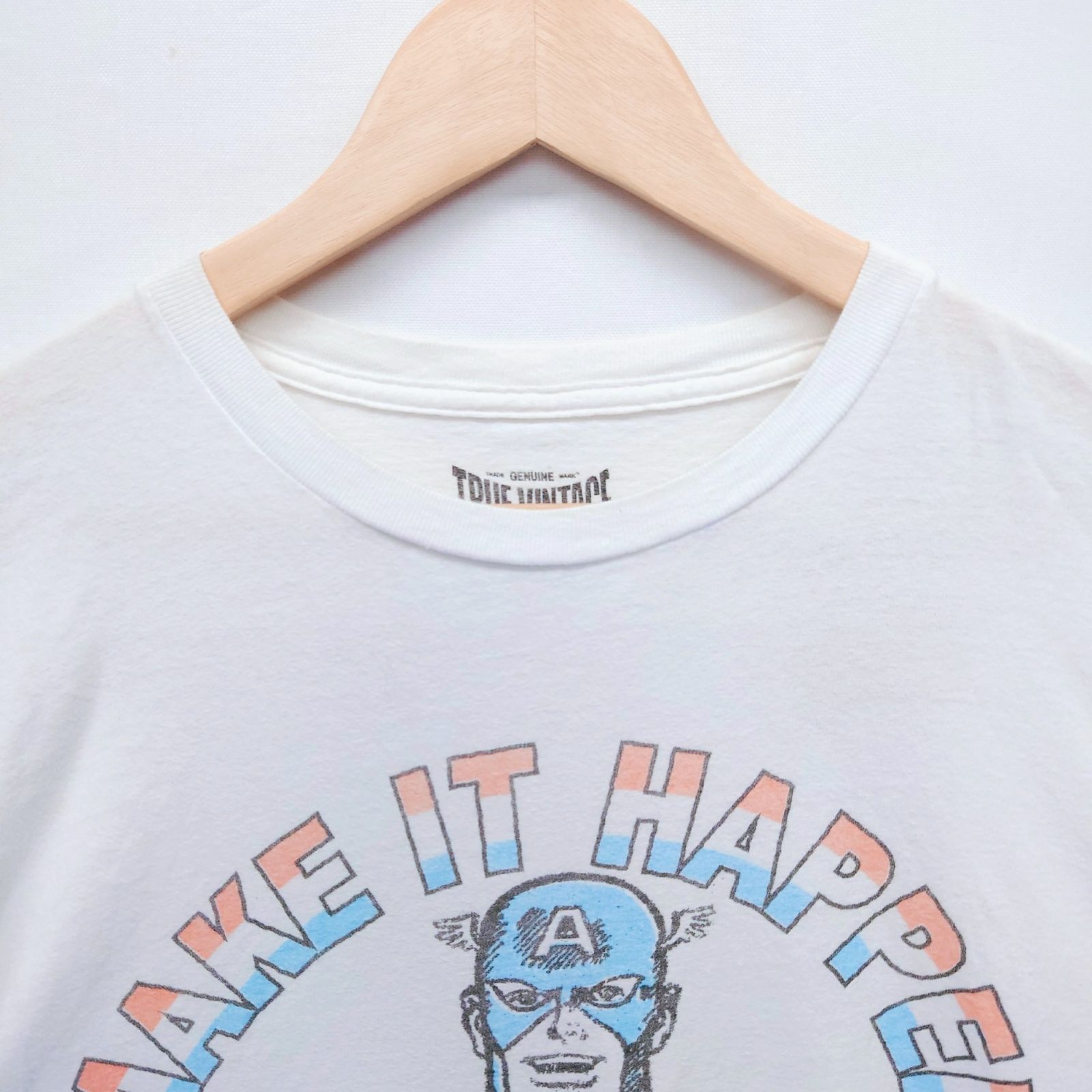 MARVEL キャプテンアメリカ Tシャツ L ホワイト アメコミ ヒーロー 