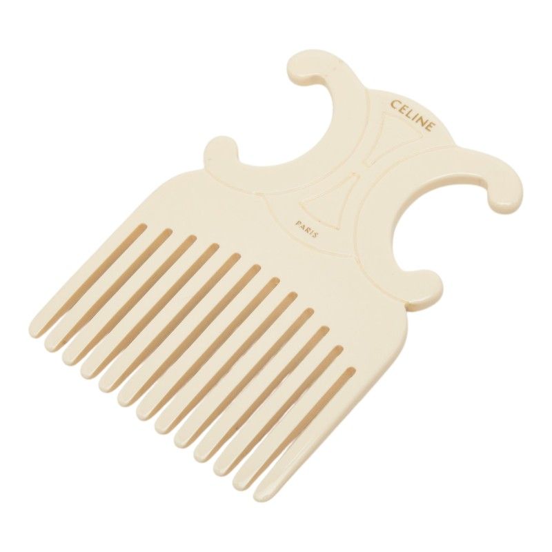セリーヌ トリオンフ ヘアコーム くし 櫛 ベージュ プラスチック レディース CELINE【230-78359】