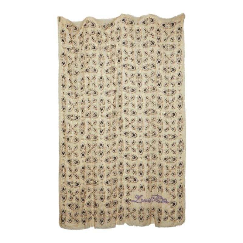ルイ ヴィトン 大判 ストール ショール ベージュ カシミヤ シルク レディース LOUIS VUITTON【230-78363】