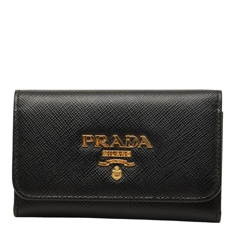 プラダ サフィアーノ 4連 キーケース 1PG004 ブラック NERO レザー レディース PRADA【230-78367】