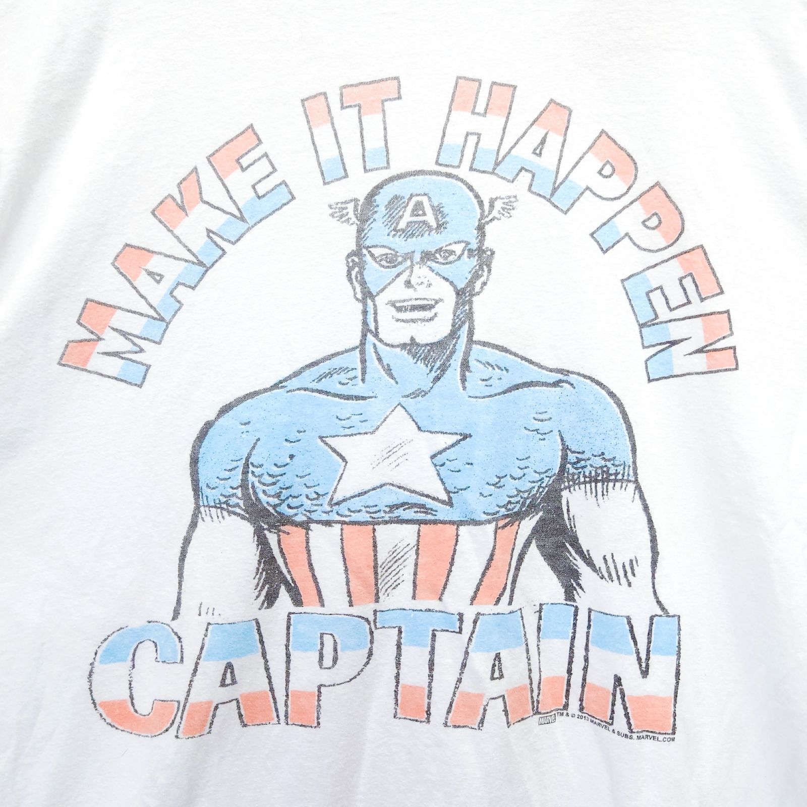 MARVEL キャプテンアメリカ Tシャツ L ホワイト アメコミ ヒーロー 