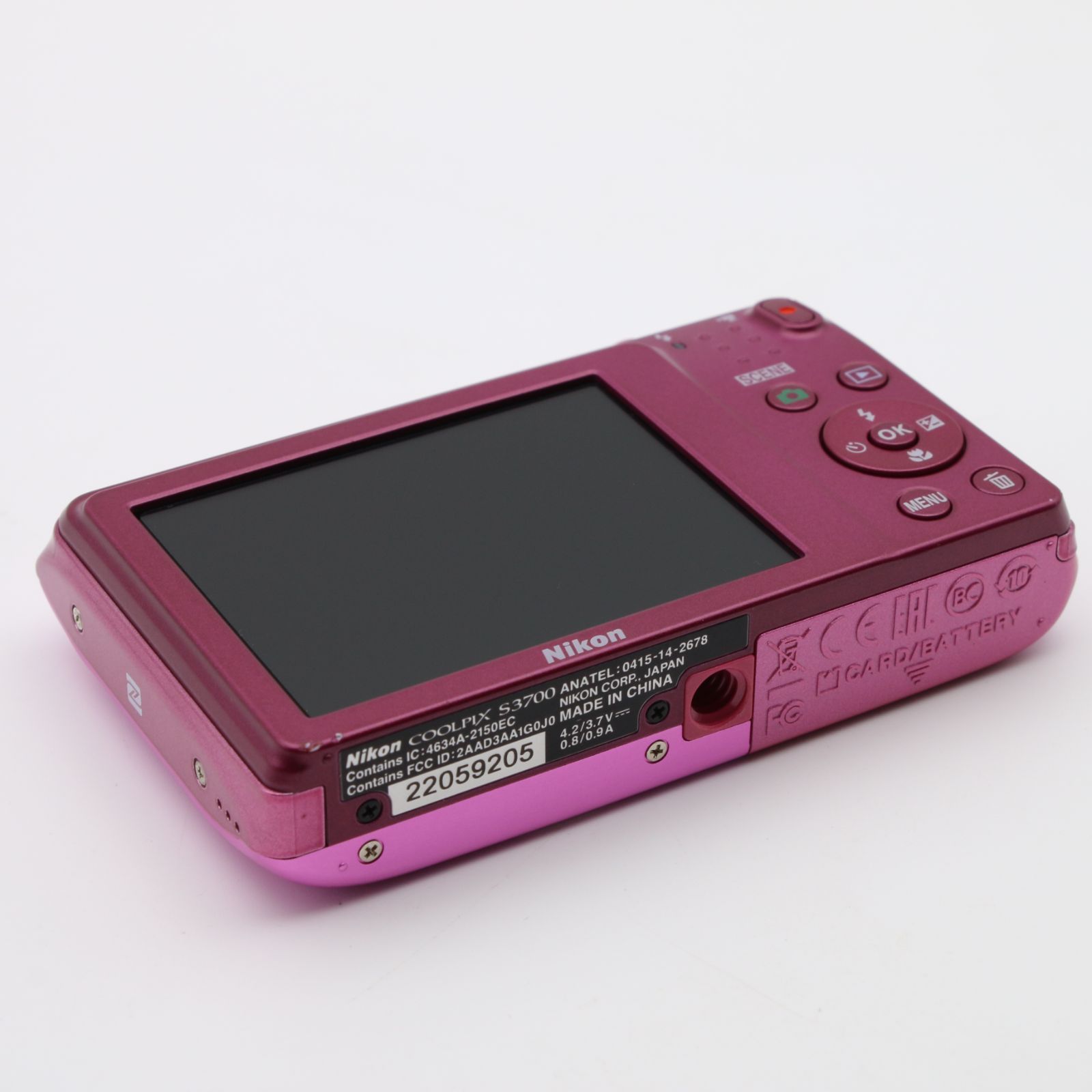 極上品】 Nikon COOLPIX S3700 ピンク 光学8倍ズーム 2005万画素
