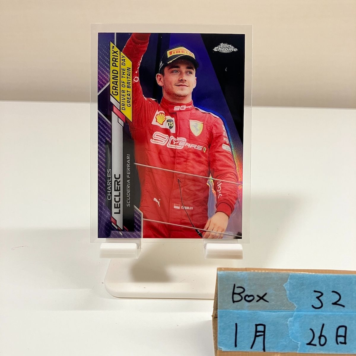 2020 Topps Chrome Formula 1 Charles Leclerc 121/399 Scuderia Ferrari Driver of the Day Great Britain Purple Refractor