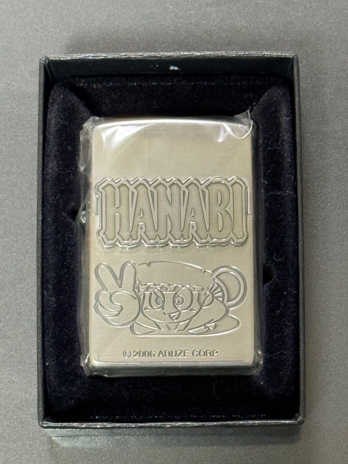 zippo HANABI ドンちゃん 限定品 シルバーメタル 年代物 2006年製 ARUZE 銀仕上げ silver シルバー デッドストック シリアルナンバー NO.0019 ケース 保証書