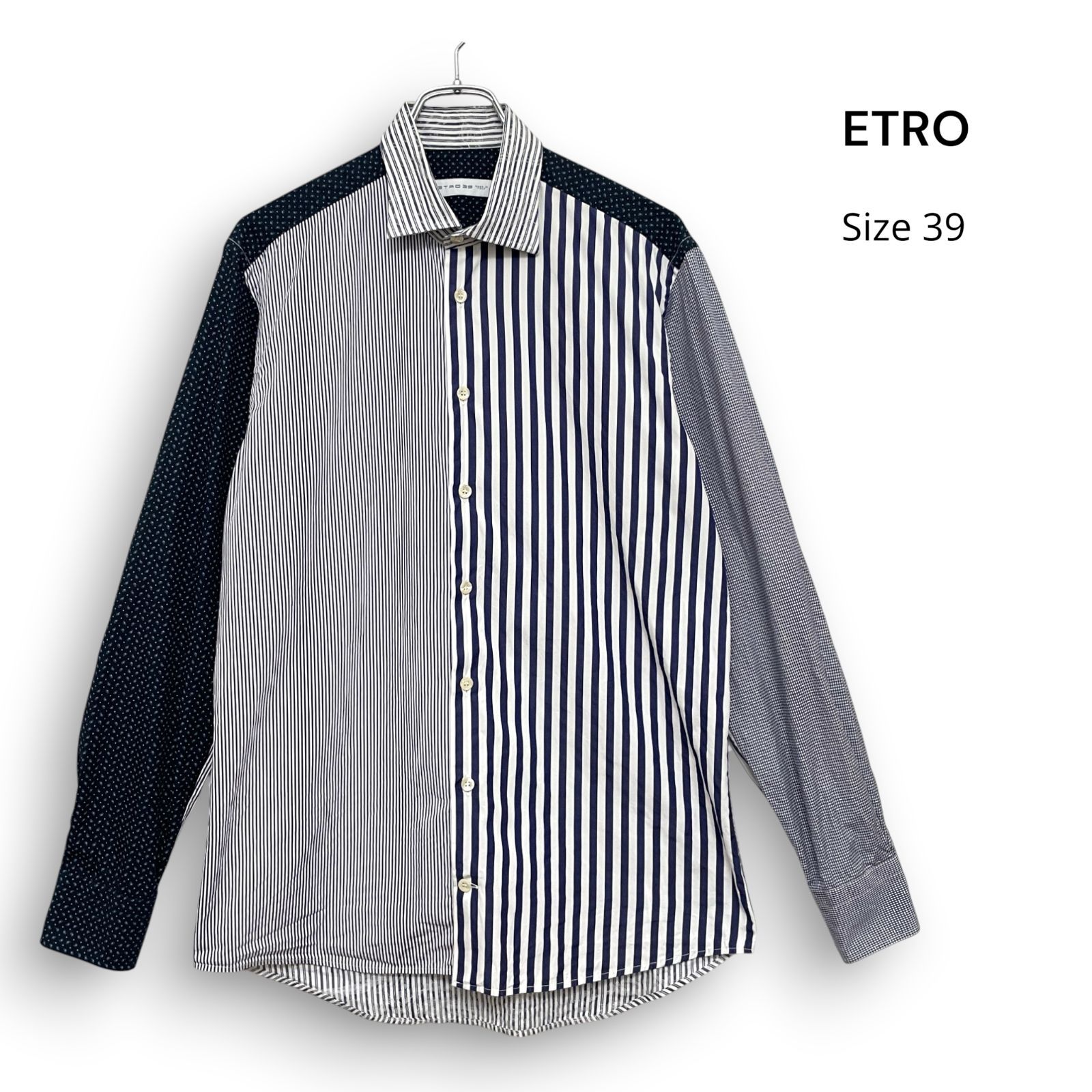 ETRO エトロ ストライプ クレイジーパターン 長袖 シャツ イタリア製 Size39 /R26429 6,986円