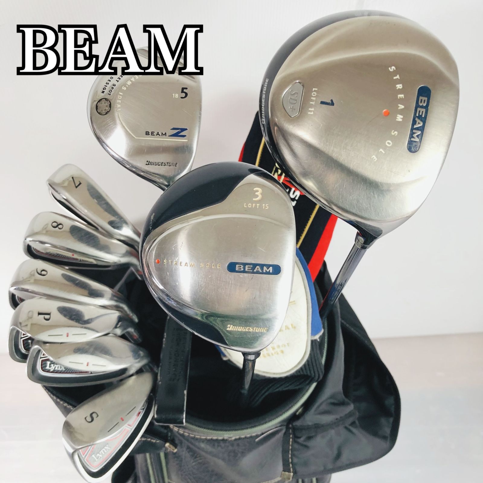 【保証付】BRIDGESTONE ブリヂストン BEAM ビーム ゴルフクラブ フルセット ゴルフセット クラブセット メンズ 初心者 入門 右利き パター付 安価 86Y-49