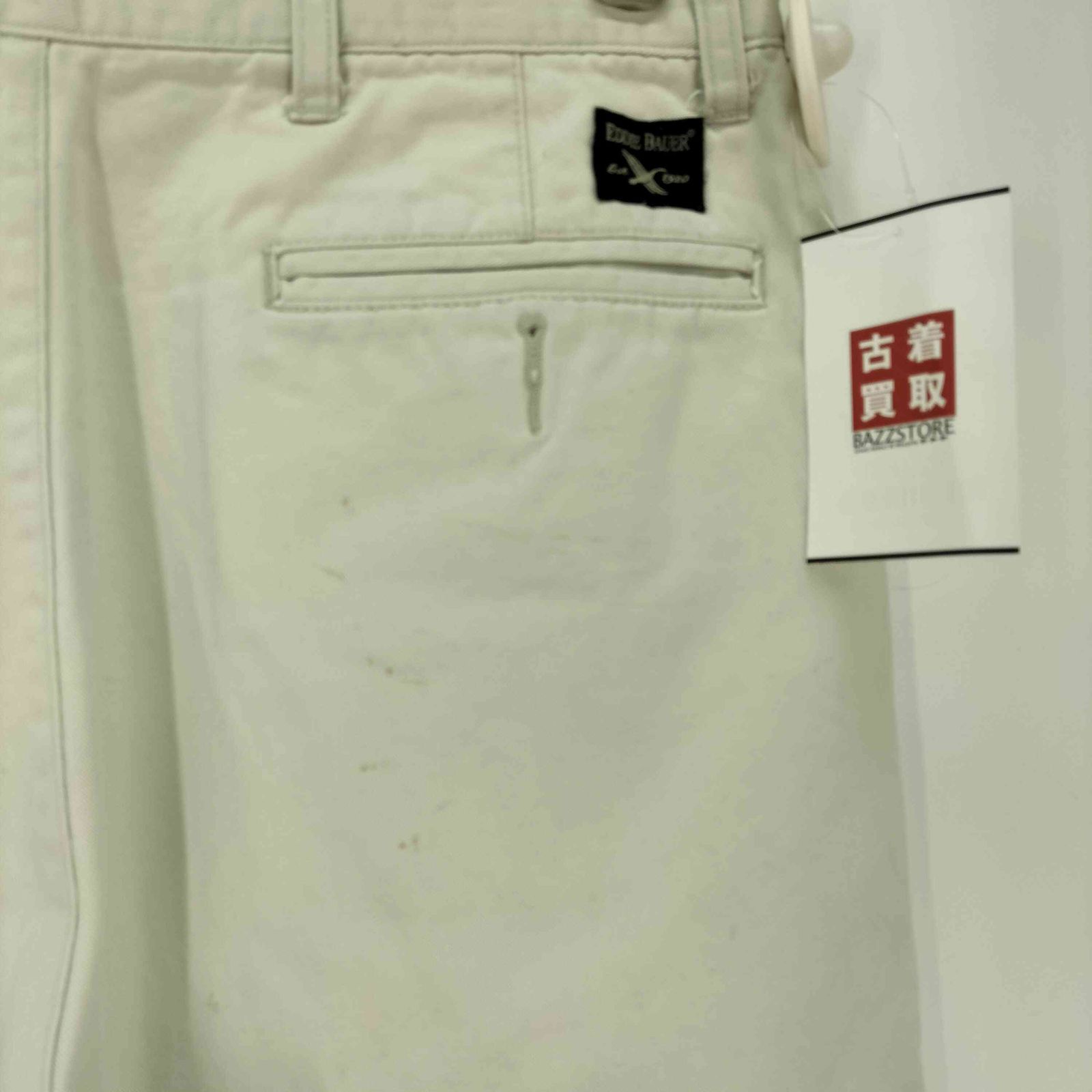 90s エディー バウアー ツータックチノパンツW34 L30 白ベージュ エディーバウアー Eddie Bauer 白タグ Classic-fit 2タックチノパンツ